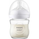 Philips Стъклено шише Philips Avent - Natural Response 3.0, flow 2/бавен, 0 м+, 120 ml (SCY930/01) - baby