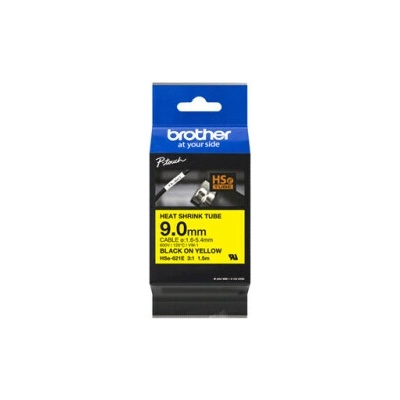Originální páska pro Brother HSE-621E, černý tisk/žlutý podklad, 1.5m, 9mm
