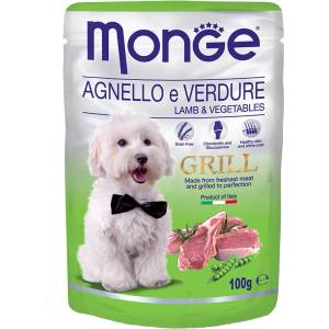 Monge GRILL Chunkies with Lamb and Vegetables пауч за куче хапки на грил с агнешко и зеленчуци 100gr