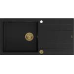 Quadron Unique Evan 146 XL вградена мивка от композит, въглеродно черно - златно 100x50 см (HCQE10050U7_PVDG1_P2O) Мивка за вграждане