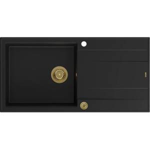 Quadron Unique Evan 146 XL вградена мивка от композит, въглеродно черно - златно 100x50 см (HCQE10050U7_PVDG1_P2O) Мивка за вграждане