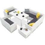 BICA Техноратанов комплект с ъглов диван Nebraska Comida 9 бял Bica (BCNEBCOM9BL)