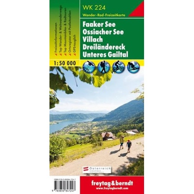 WK 224 Faaker See – Ossiacher See, Villach, Dreiländerec, Unteres Gailtal, Wanderkarte 1:50.000/mapa