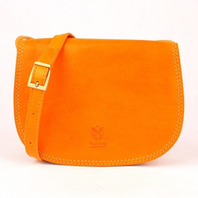 Středně velká kožená crossbody kabelka no. 49 Hořčicová
