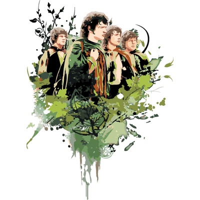ZUTY Malování podle čísel MALOVANÝ FRODO A HOBITI PÁN PRSTENŮ Rozměr 40 x 50 cm Rámování vypnuté plátno na rám