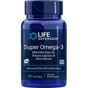 Life Extension Super Omega-3 | with Sesame Lignans & Olive Extract [60 Гел капсули]
