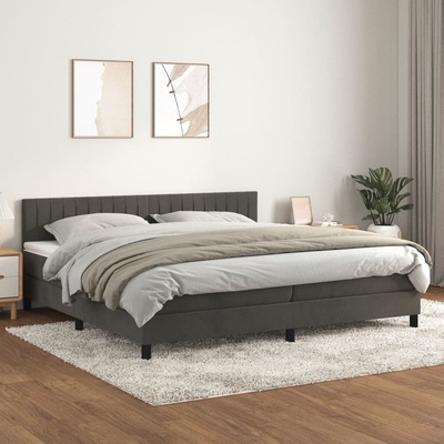 Petrashop 3141444 boxspring postel s matrací tmavě šedá samet