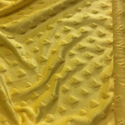 Látka minky srdička, 320 g/m², šíře 160 cm, metráž, žlutá