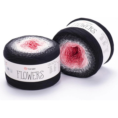 Yarn Art příze Flowers 260 červená, růžová, šedá, černá