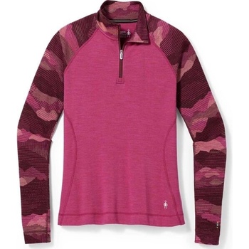 Smartwool Womens Classic Thermal Merino Base Layer Pattern 1/4 Zip festive fuchsia mountain scape
