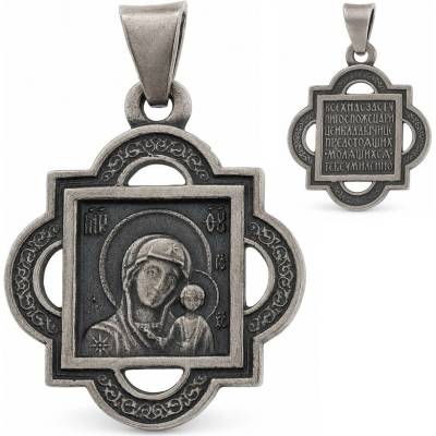 Argento Strieborný prívesok ikona Panny Márie čiernená 86127
