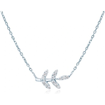 SAVICKI Колие с листо Savicki: бяло злато, диаманти