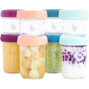 Babymoov Комплект стъклени купички за храна Babymoov - 4 х 220 ml, 4 х 100 ml (A004312)