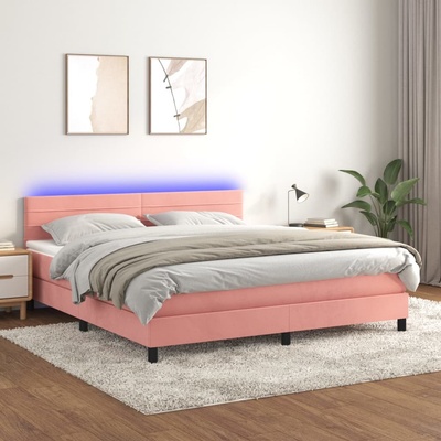 Petrashop 3134482 boxspring postel s matrací a LED růžová samet
