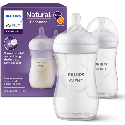 Avent flaša Natural Response priehľadná cumlík s ventilom AirFree 125 ml 1x2 ks
