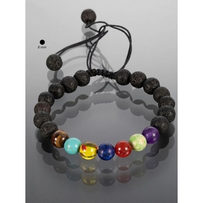 Prosperk náramek z lávového kamene a čakrových korálků S5088