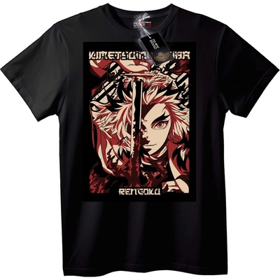 NOONEBRAND Тениска Ренгоку от Kimetsu no Yaiba - 4XL, Black