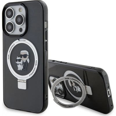Karl Lagerfeld Ringstand Karl a Choupette MagSafe iPhone 15 Pro Max, čierne