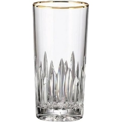 Bohemia Crystal Ručně broušené sklenice na vodu a nealko Prisma Line Gold 2 x 350 ml