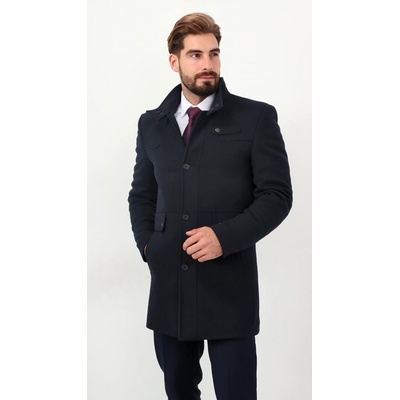 Pánsky zimný elegantný kabát Čierna
