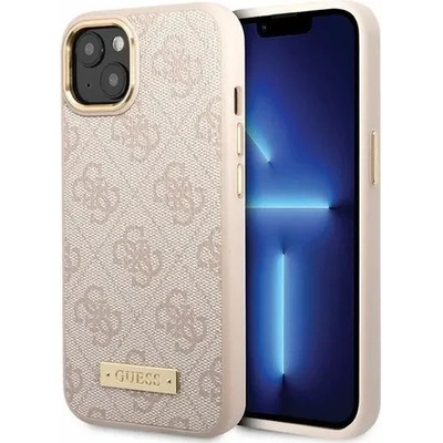 GUESS Гръб Guess 4G Logo Plate MagSafe, За iPhone 14 (6.1), Розов (GUHMP14SU4GPRP)