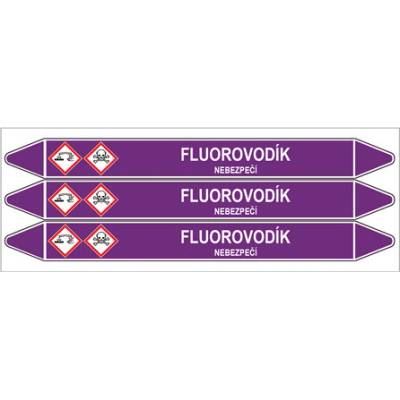 Značení potrubí, fluorovodík,3 ks, 355 × 37 mm PZ 007165