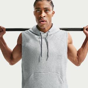 Nike Суичър Nike Mens N. A. C. Dri-FIT Sleeveless Oversized-Fit Performance Hoodie - Lt Smoke Grey