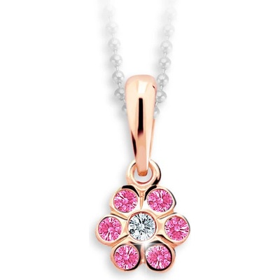 Danfil Dětský přívěsek kytička C1737 z růžového zlata s kamínky Pink