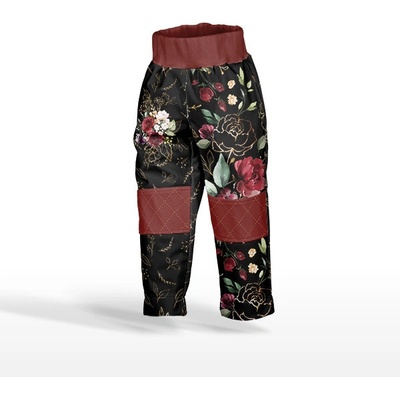Takoy Panel se střihem na softshell kalhoty zlaté květiny černé 140-NS-26266
