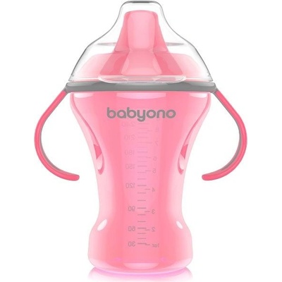 BabyOno hrnček netečúci s mäkkým náustkom Natural Nursing ružová 260 ml
