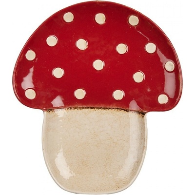 Clayre & Eef Servírovací keramický tanierik huba muchotrávka Mushroom - 21 x 22 x 3 cm
