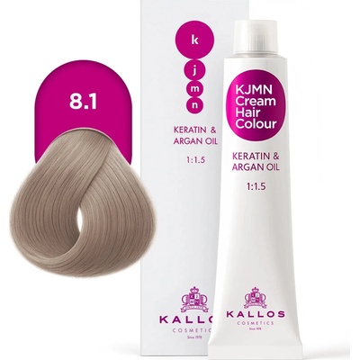 Kallos KJMN s keratinem a arganovým olejem 8.1 Light Ash Blond Cream Hair Colour 1:1.5 100 ml