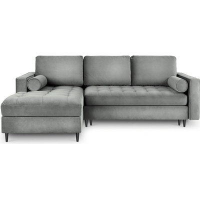 Milo Casa Светлосиво кадифено ъглово канапе, ляв ъгъл Santo - Milo Casa (MIL_LCF_44_A3_SANTO5)