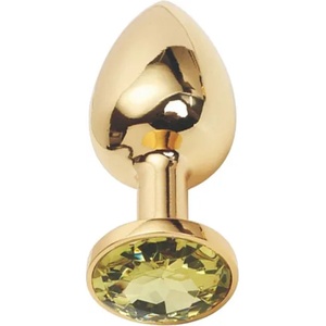 Sensual Метално дилдо Butt Plug "GOLD CRYSTAL YELLOW" 7 см. Размер - S