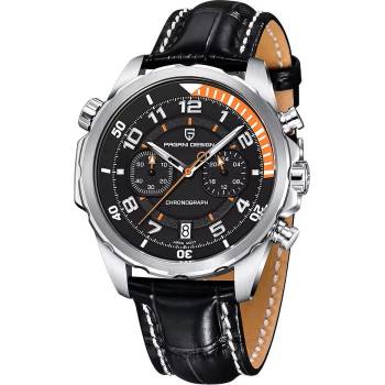 Pagani design Мъжки часовник Pagani Design Zander, Механичен, Естествена кожа, Черен (PD-1811-BLACK)