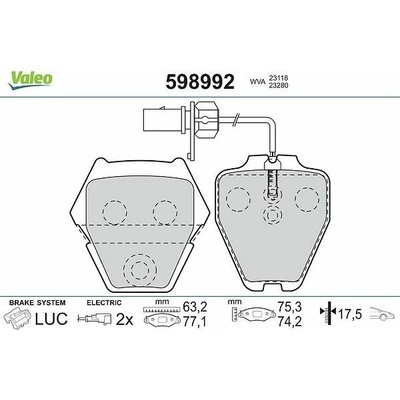 Sada brzdových destiček, kotoučová brzda VALEO 598992