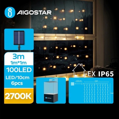 Aigostar LED Solárna vianočná reťaz 100xLED 8 funkcií 4x1m IP65 teplá biela AI0432