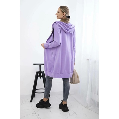 Fashionweek Dámska maxi bavlnená mikina so zipsom K8924 Lilac