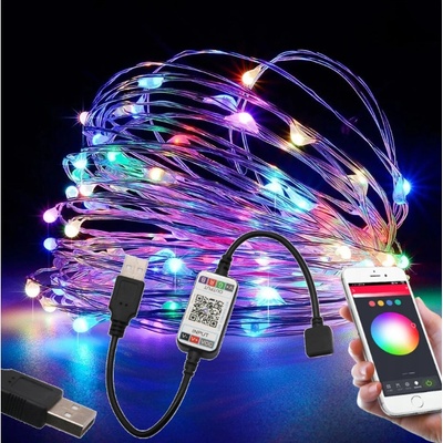 BERGE LED světelný řetěz RGB MULTICOLOR USB SMART 10 m