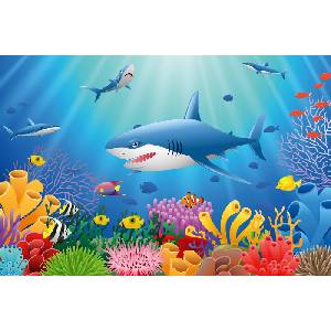 DIMEX ART Флизелинов фототапет акула с коралов риф 375 x 250 см