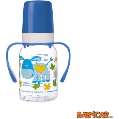 Canpol babies láhev s potiskem a úchyty bez BPA modrá/osel 120ml