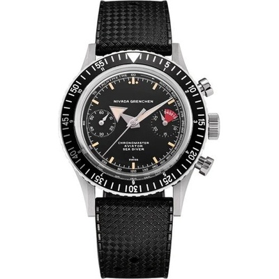 Nivada Grenchen Chronomaster Broad Arrow Inter. Bezel Manual Rubber Tropic