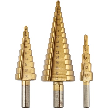 GRAPHITE Стъпаловидни свредла: 4-12, 4-20, 4-32 mm, TiN, комплект от 3 бр. 54T300 (54T300)