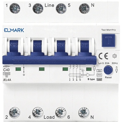 ELMARK ЕЛЕКТРОННА КОМБ. ДТЗ rcbo jel4a 6ka 4p 10a/300ma (40478a)