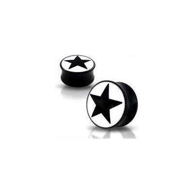 Šperky4U akrylátový plug černá hvězda PL01089-24