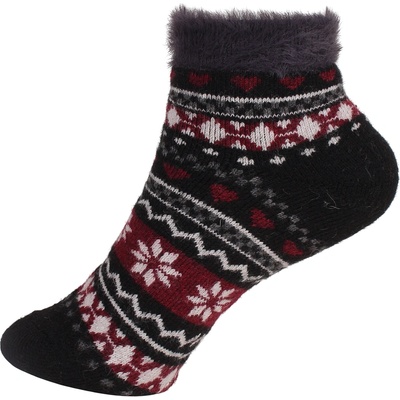 Дамски термо чорапи в черно с пух и коледни мотиви