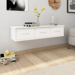 vidaXL Стенен рафт с чекмеджета, бял, 88x26x18, 5 см, инженерно дърво (800594) - vidaxl