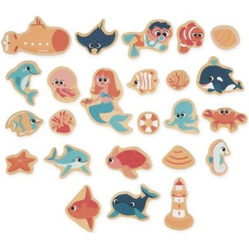 Janod Дървени магнити за деца Морски свят 24 бр