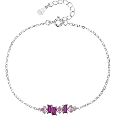 Jan Kos jewellery Stříbrný náramek s růžovým zirkonem MHT-80