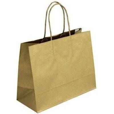 Papírová taška zlatá Mat Oro 200x100x280 mm s krouceným uchem